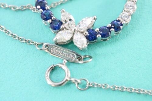 Tiffany & Co Victoria Marquise Diamond & Sapphire Pendant Necklace