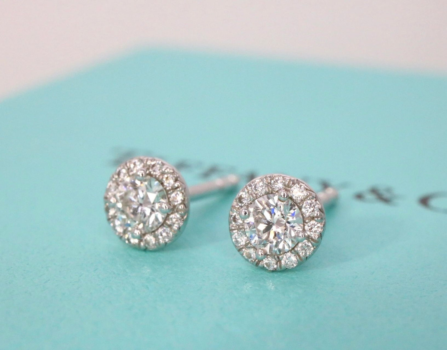 Tiffany & Co Soleste Diamond Stud Earrings in Platinum VVS 0.64CTW