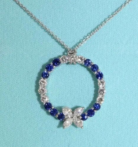 Tiffany & Co Victoria Marquise Diamond & Sapphire Pendant Necklace