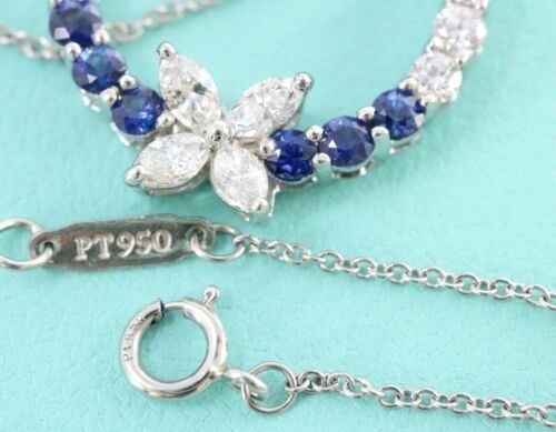 Tiffany & Co Victoria Marquise Diamond & Sapphire Pendant Necklace