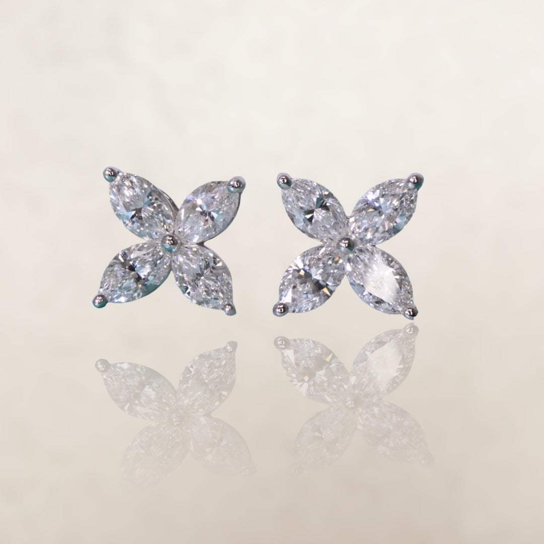 Tiffany Co Platinum Victoria 1.62ct Marquise Diamond Large Stud Earrings