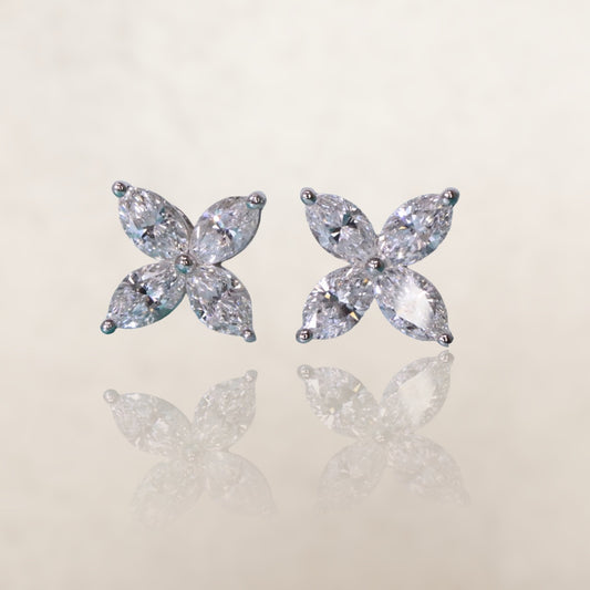 Tiffany Co Platinum Victoria 1.62ct Marquise Diamond Large Stud Earrings