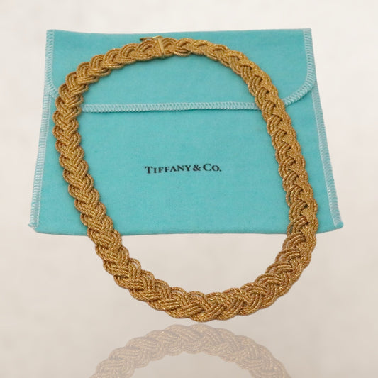 TIFFANY & CO 18K YELLOW GOLD BRAIDED MESH NECKLACE