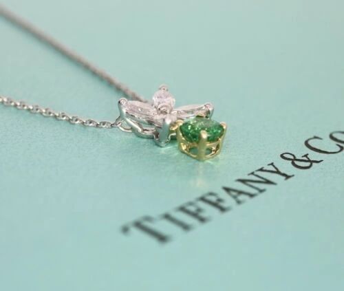 Tiffany & Co Victoria Marquise Diamond & Emerald Pendant Necklace