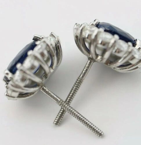 Tiffany & Co Diamond & Blue Sapphire Stud Earrings