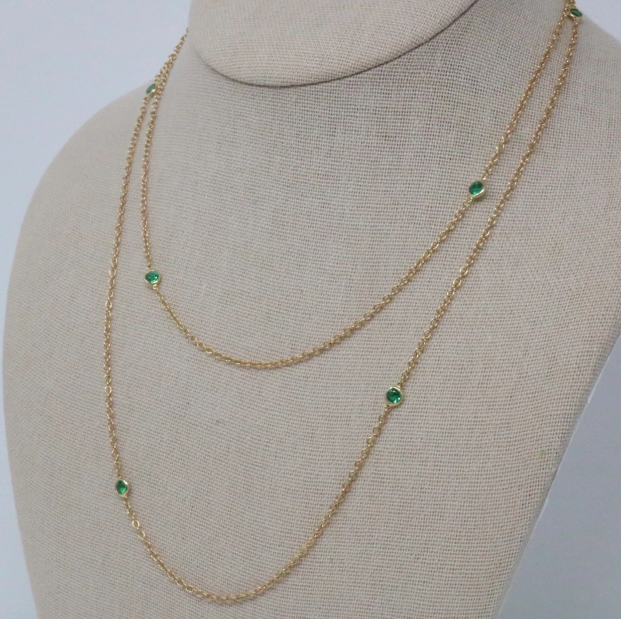 Tiffany & Co Emerald Elsa Peretti Diamond By The Yard 1.40ct Necklace 36”