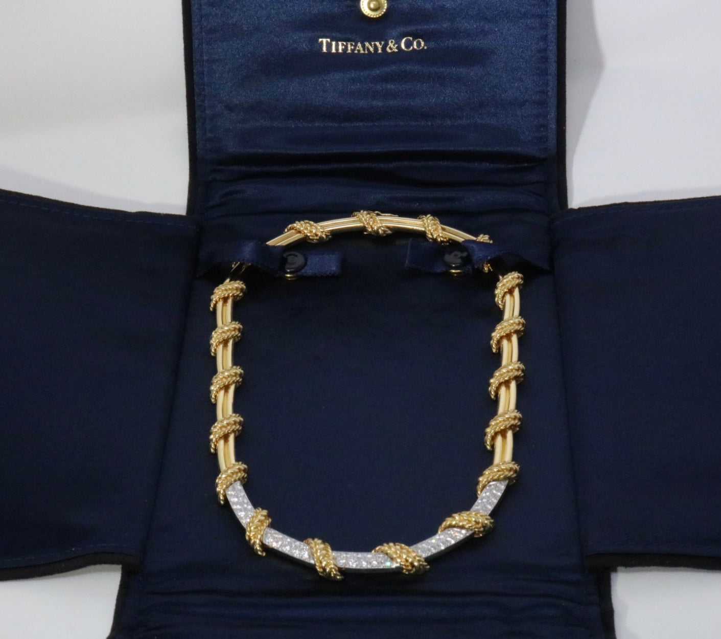 Tiffany & Co Shlumberger 18K Gold 4.00CTW Diamond Collar Rope Necklace