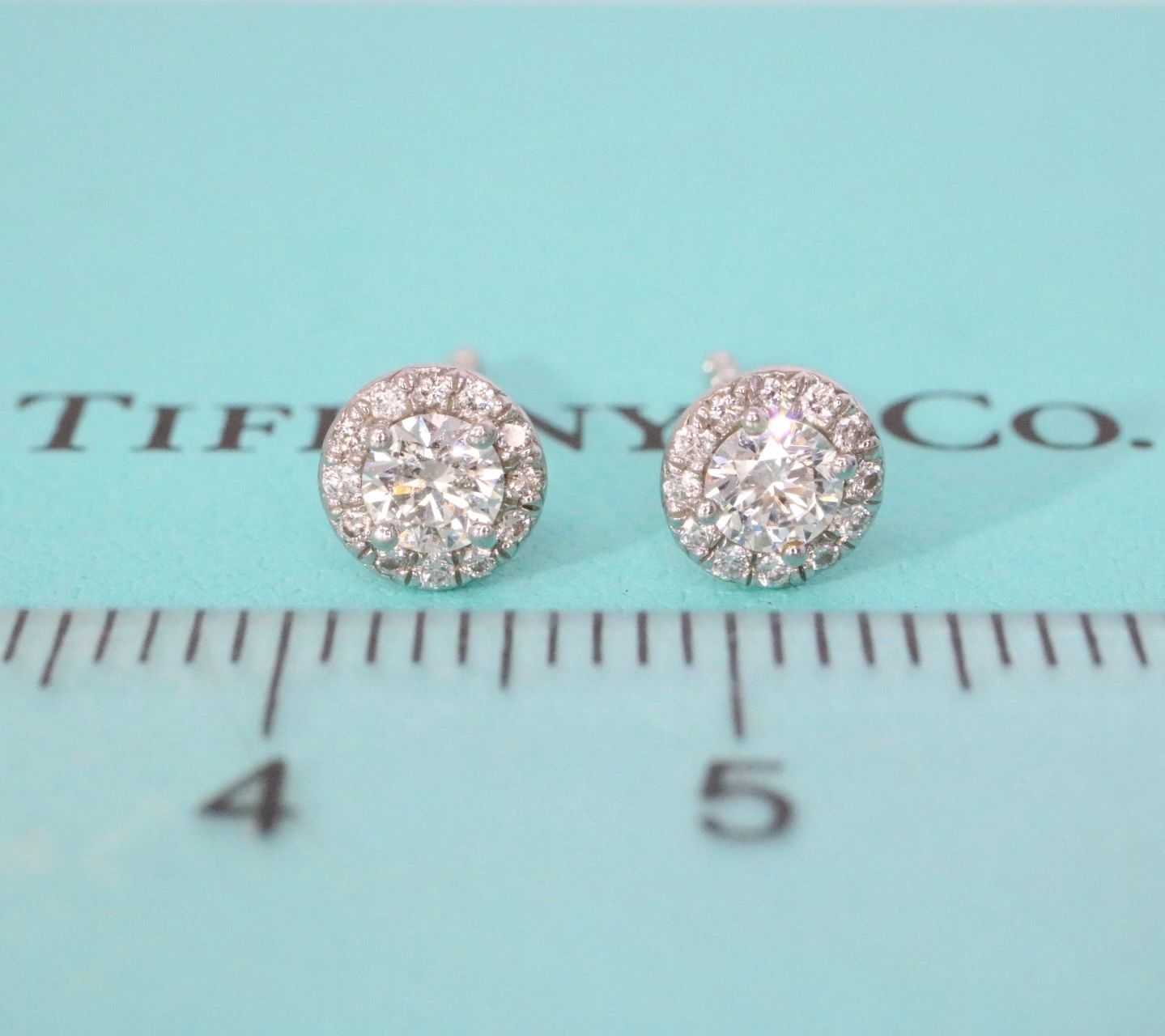 Tiffany & Co Soleste Diamond Stud Earrings in Platinum VVS 0.64CTW