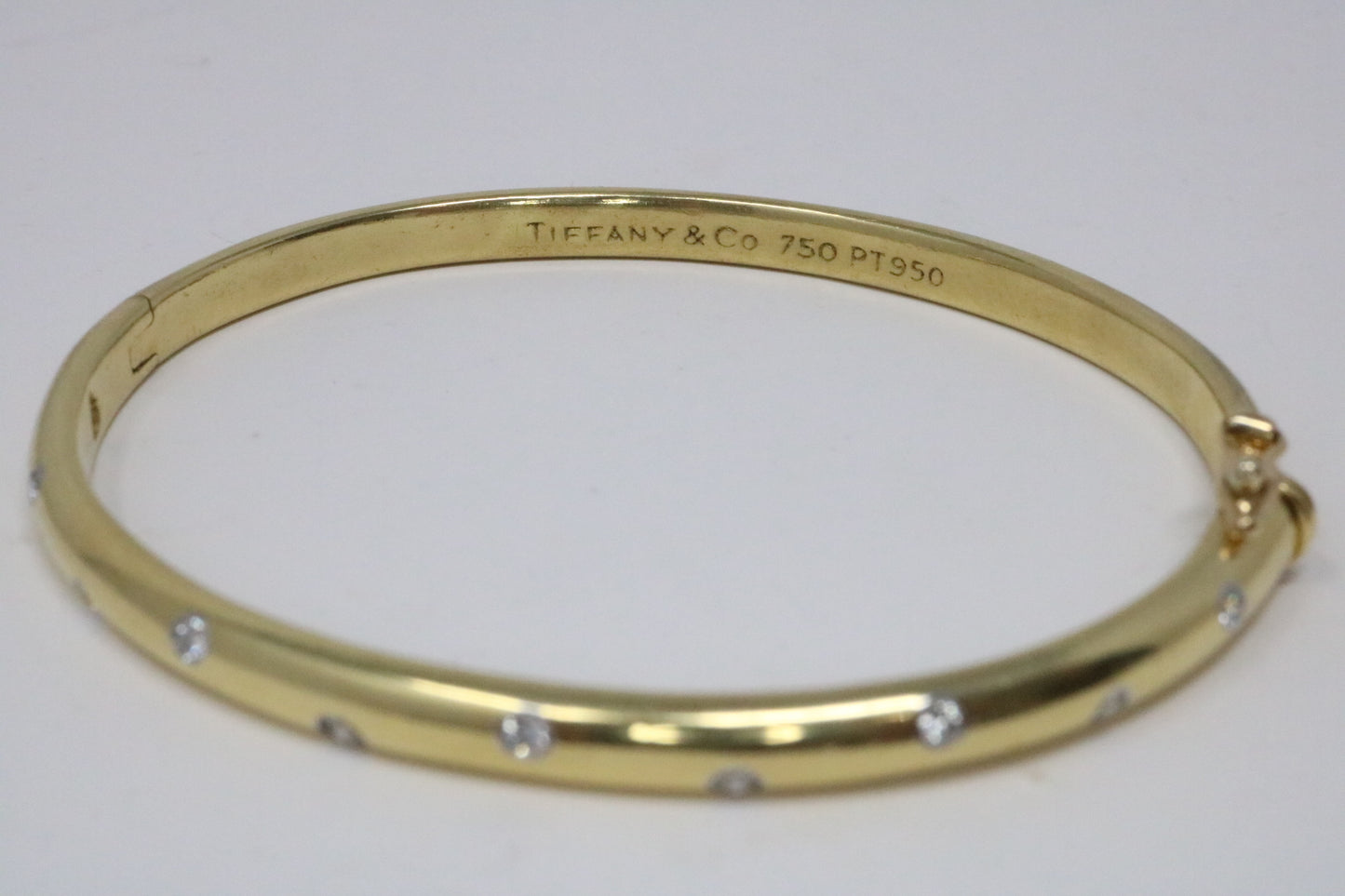 TIFFANY & Co 18k Gold Diamond Etoile Bangle Bracelet