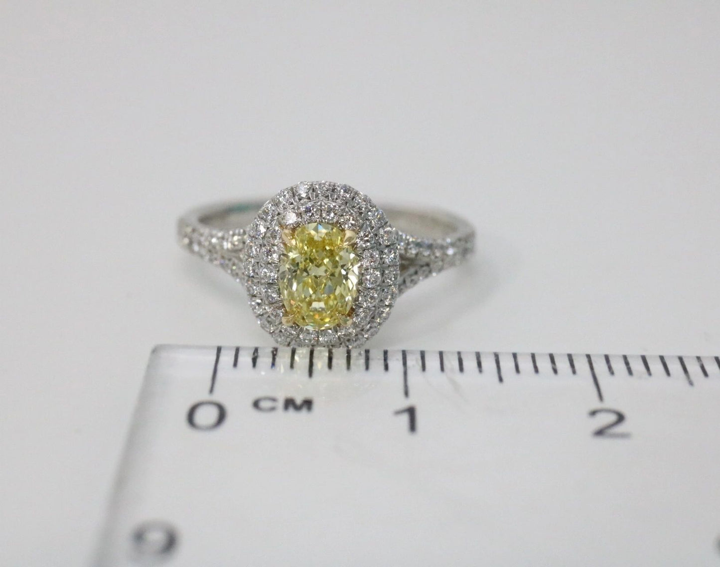 Tiffany & Co Soleste Oval Fancy Yellow Diamond Engagement Ring .95ctw