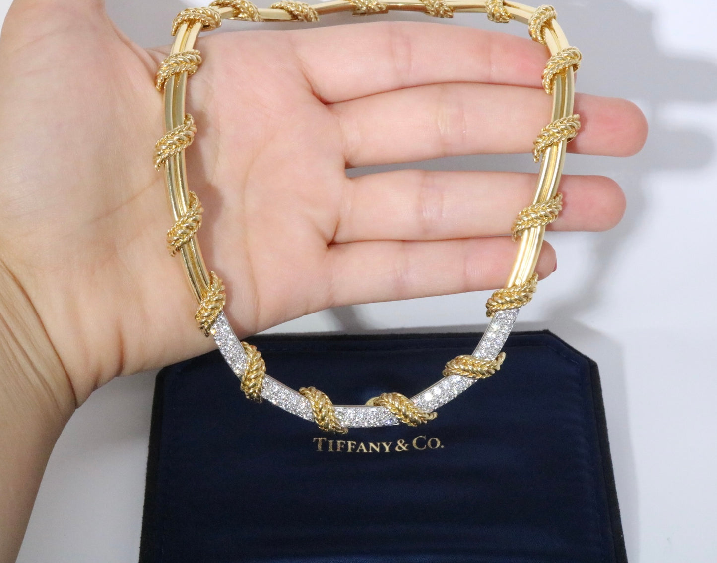 Tiffany & Co Shlumberger 18K Gold 4.00CTW Diamond Collar Rope Necklace