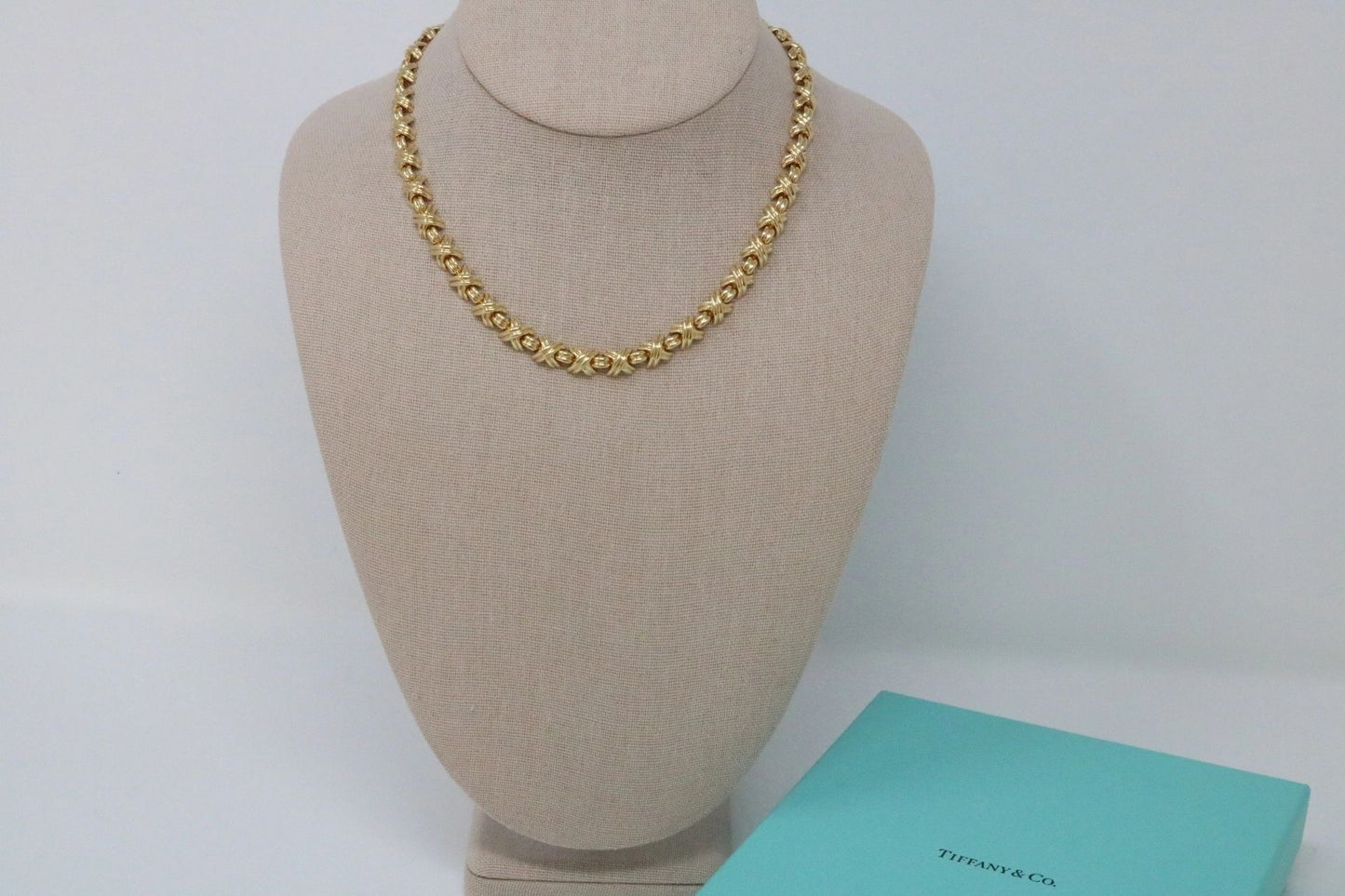 Tiffany & Co 18K Yellow Gold Signature X Necklace 16”