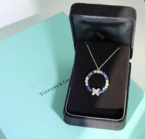 Tiffany & Co Victoria Marquise Diamond & Sapphire Pendant Necklace