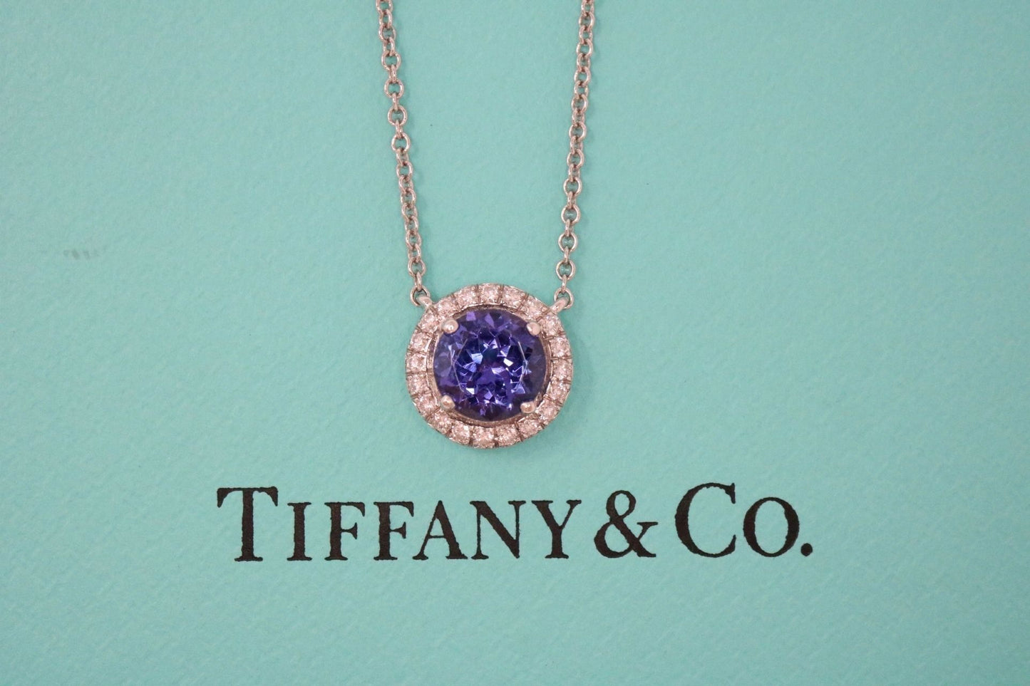 Tiffany & Co Soleste Diamond & Tanzanite Pendant Necklace In Platinum