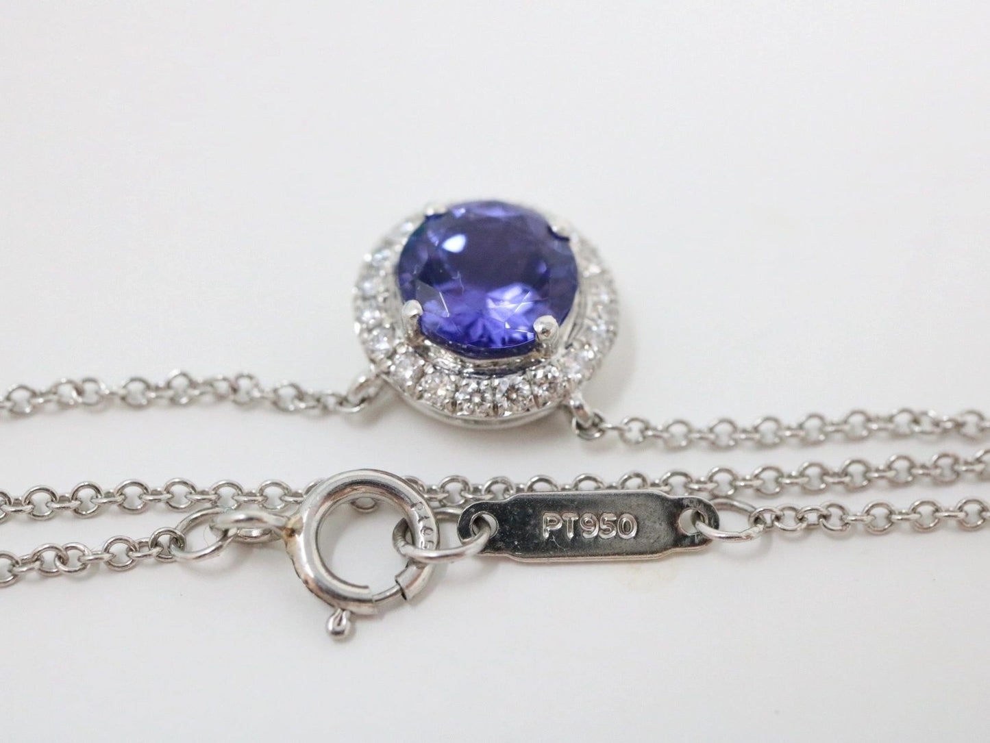 Tiffany & Co Soleste Diamond & Tanzanite Pendant Necklace In Platinum