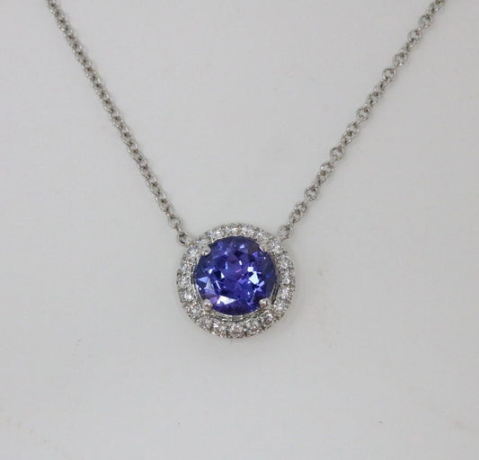 Tiffany & Co Soleste Diamond & Tanzanite Pendant Necklace In Platinum