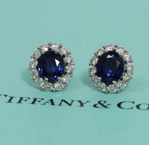 Tiffany & Co Diamond & Blue Sapphire Stud Earrings