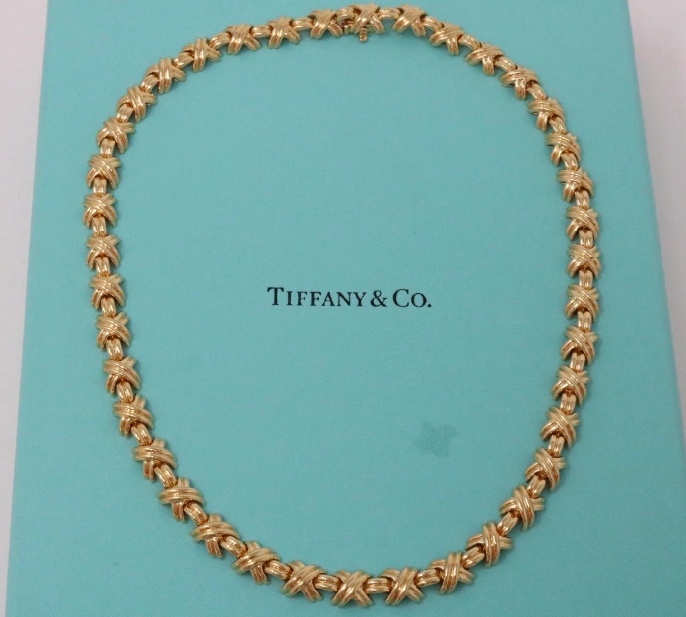 Tiffany & Co 18K Yellow Gold Signature X Necklace 16”