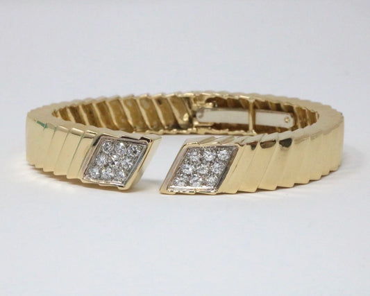 Tiffany & Co 18k Diamond Bangle Cuff Bracelet 1.0CTW 45grams