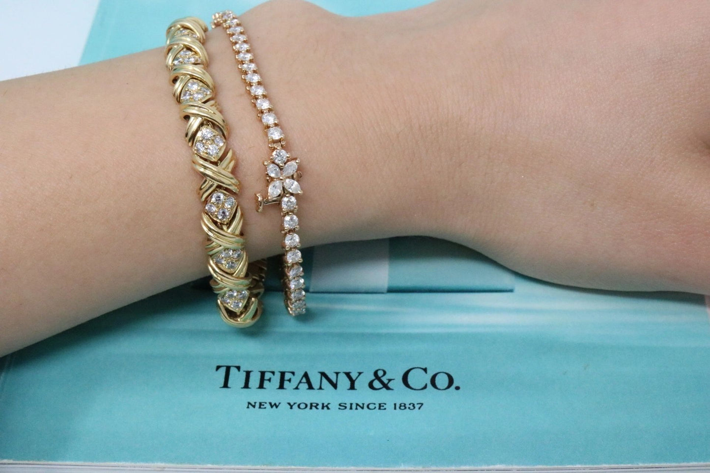 Tiffany & Co Victoria Marquise Diamond Tennis Bracelet Rose Gold 3.08CT