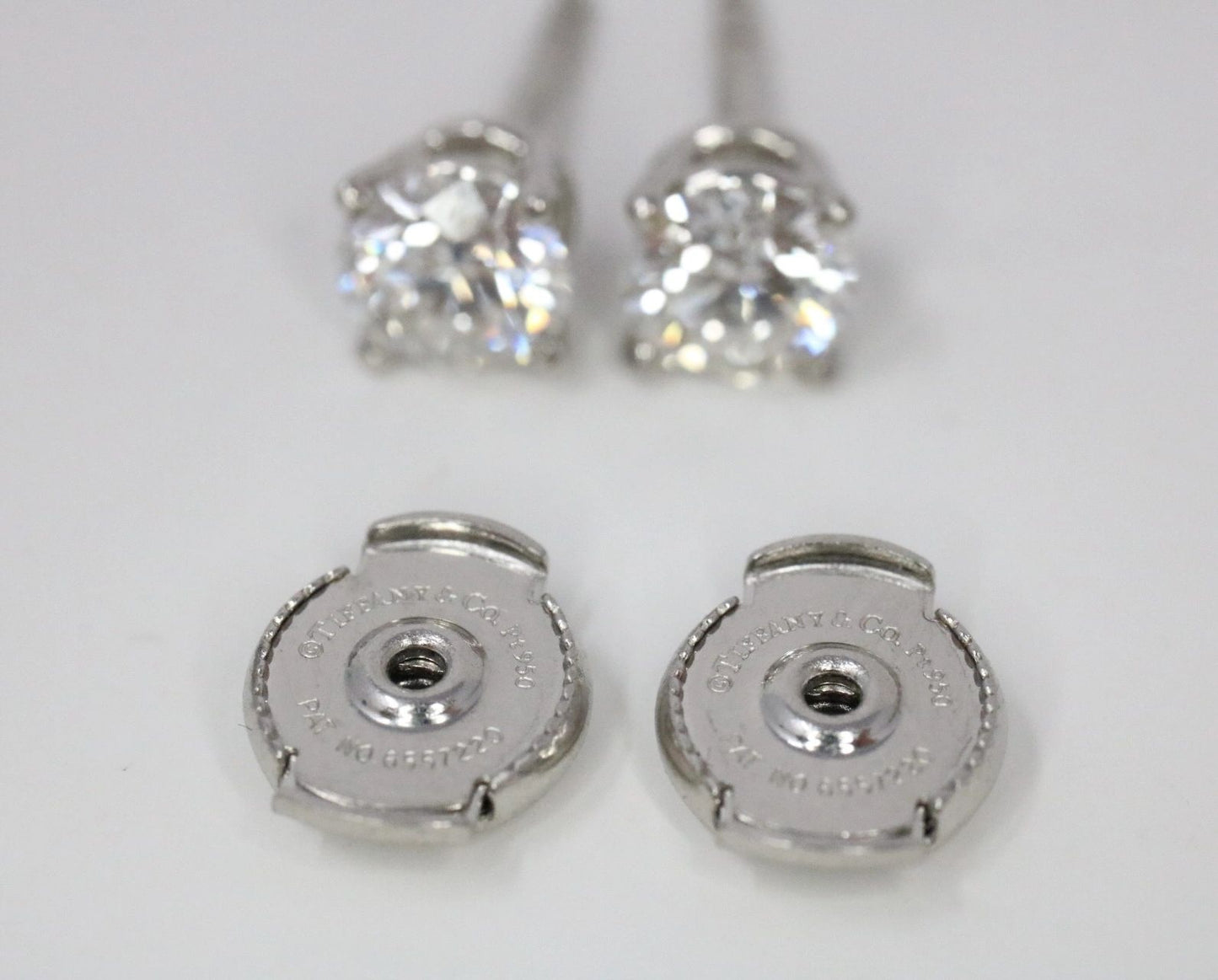 Tiffany & Co Platinum Round Brilliant Cut Diamond Stud Earrings 1.14ct VS1