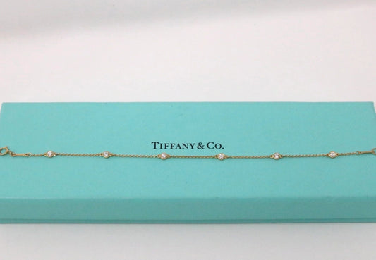 Tiffany & Co Elsa Peretti 5 Diamond By The Yard Bracelet Yellow Gold