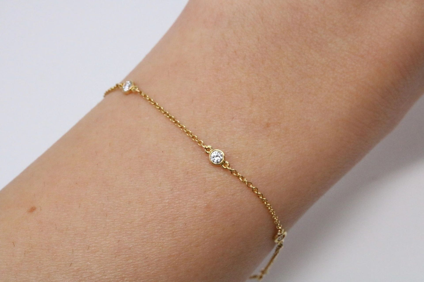 Tiffany & Co Elsa Peretti 5 Diamond By The Yard Bracelet Yellow Gold