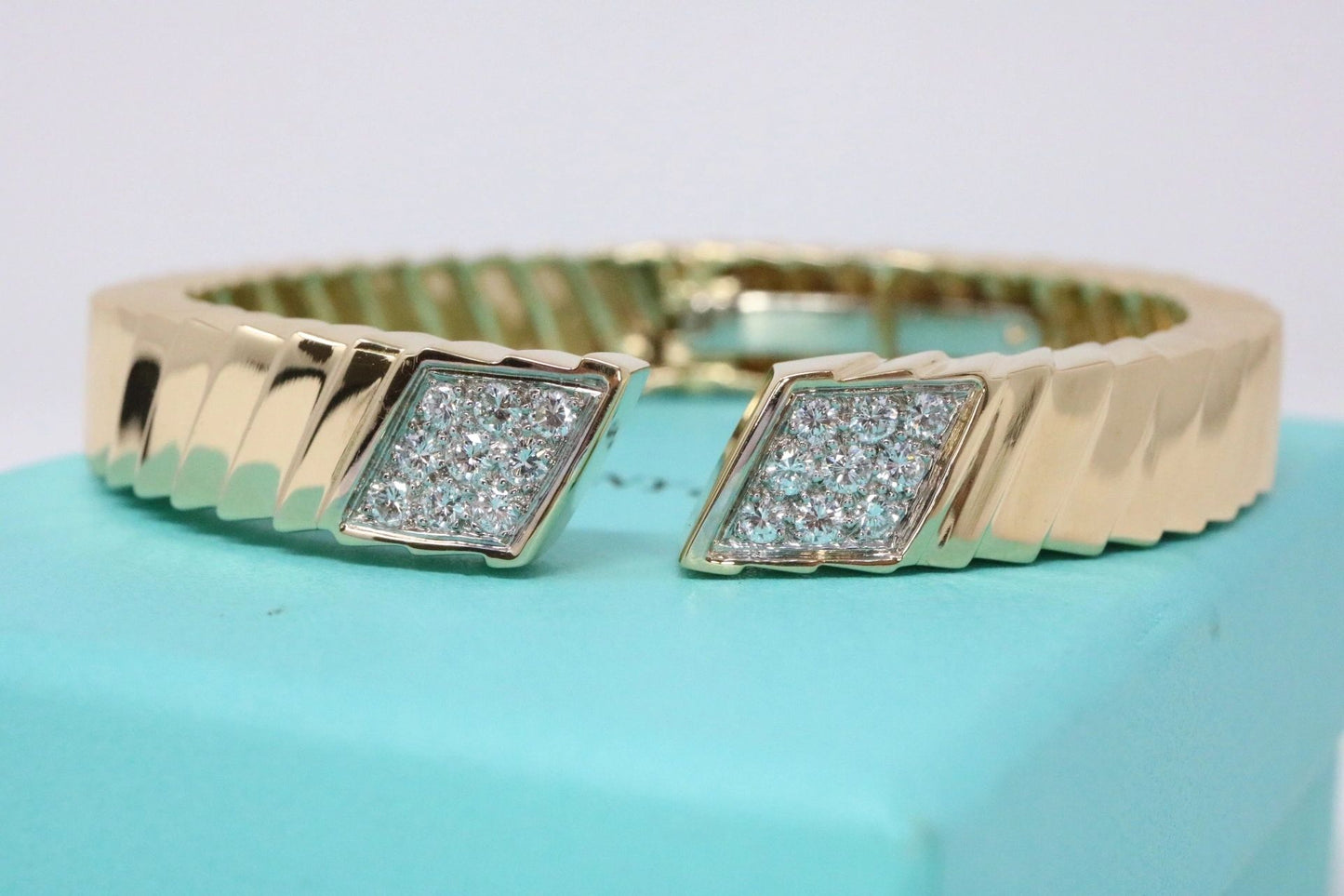 Tiffany & Co 18k Diamond Bangle Cuff Bracelet 1.0CTW 45grams