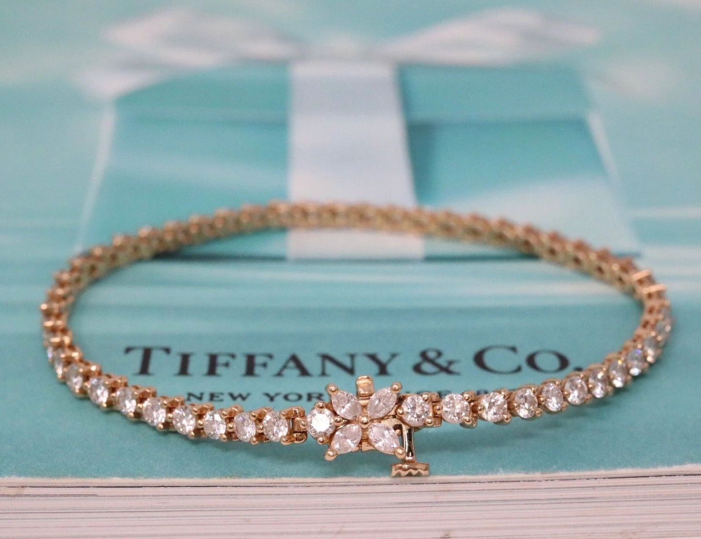 Tiffany & Co Victoria Marquise Diamond Tennis Bracelet Rose Gold 3.08CT