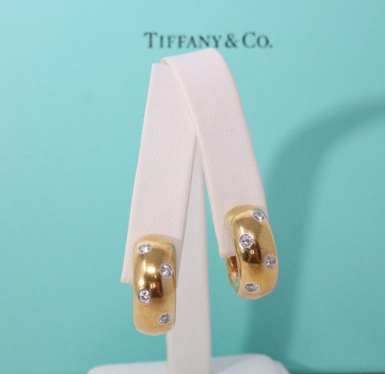 Tiffany & Co Etoile Diamond Wide Hoop Earrings in 18k Yellow Gold