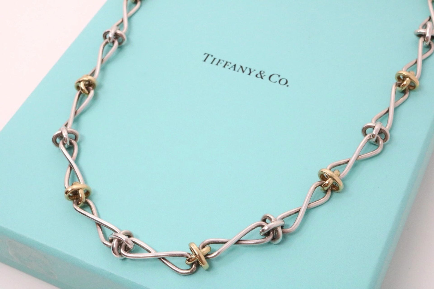 Tiffany & Co Paloma Picasso X Link Necklace Yellow Gold & Silver