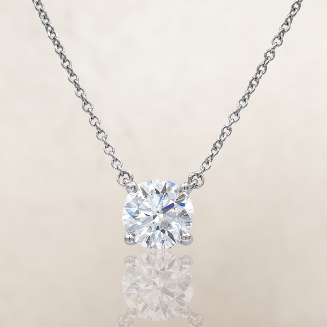 Tiffany & Co Platinum .61ct VVS1 Round Solitaire Diamond Pendant Necklace