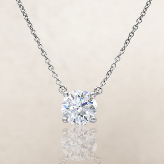 Tiffany & Co Platinum .61ct VVS1 Round Solitaire Diamond Pendant Necklace