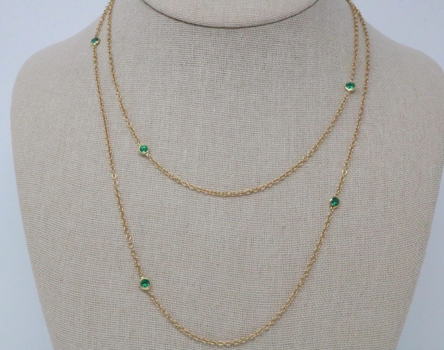 Tiffany & Co Emerald Elsa Peretti Diamond By The Yard 1.40ct Necklace 36”