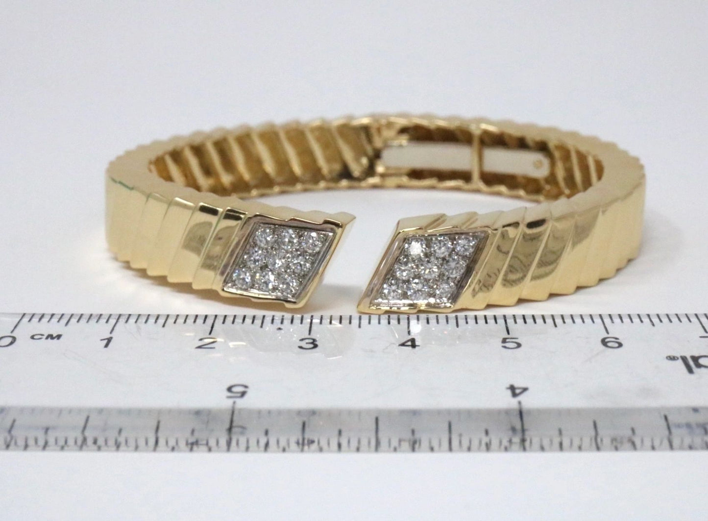 Tiffany & Co 18k Diamond Bangle Cuff Bracelet 1.0CTW 45grams