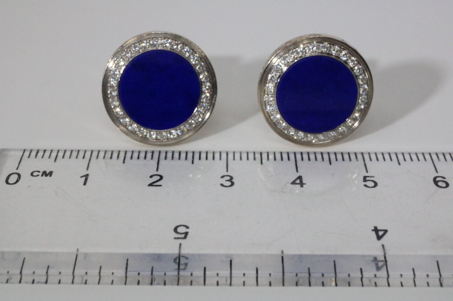 HARRY WINSTON LAPIS LAZULI DIAMOND CUFFLINKS IN 18K WHITE GOLD