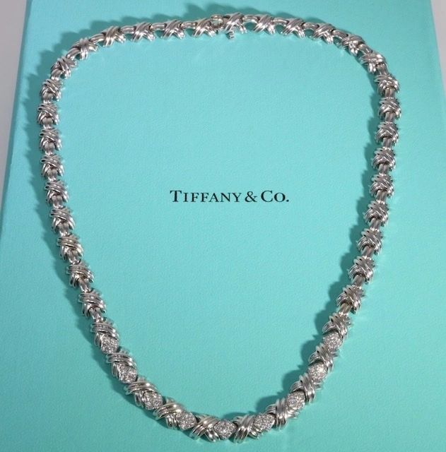 Tiffany & Co Signature X white gold and diamond necklace