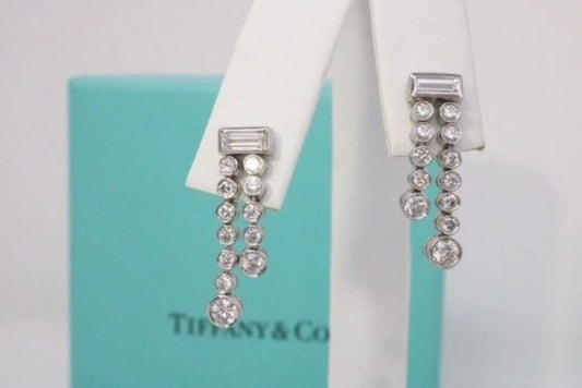 Tiffany & Co Platinum .93CTW Diamond Jazz Drop Earrings