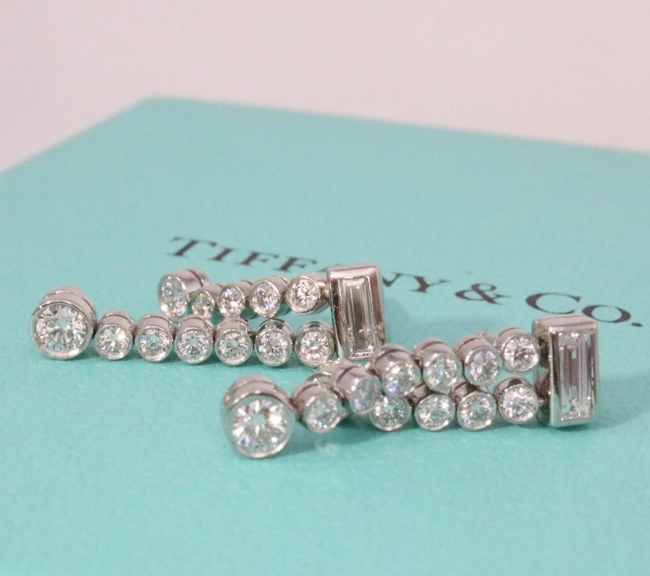 Tiffany & Co Platinum .93CTW Diamond Jazz Drop Earrings