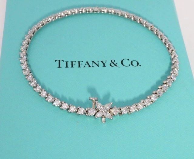 Tiffany & Co Platinum Victoria Marquise 3.08CTW Diamond Tennis Line Bracelet