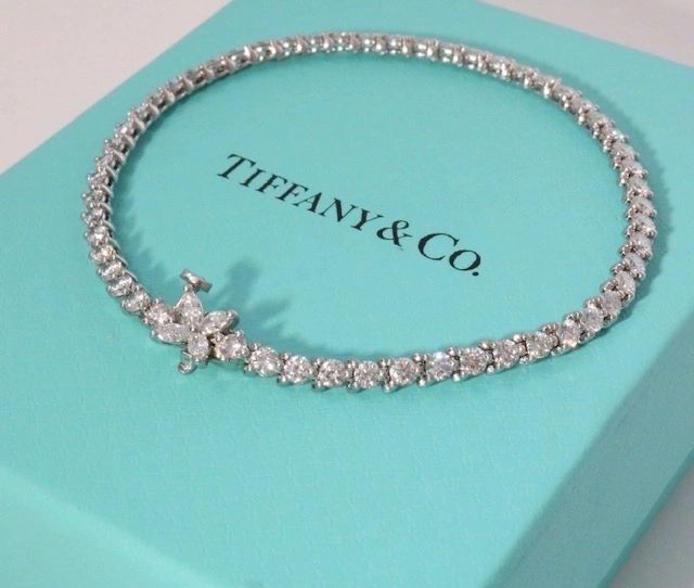 Tiffany & Co Platinum Victoria Marquise 3.08CTW Diamond Tennis Line Bracelet