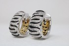 Roberto Coin Zebra 18K White Gold Diamond &amp; Enamel Hoop Earrings