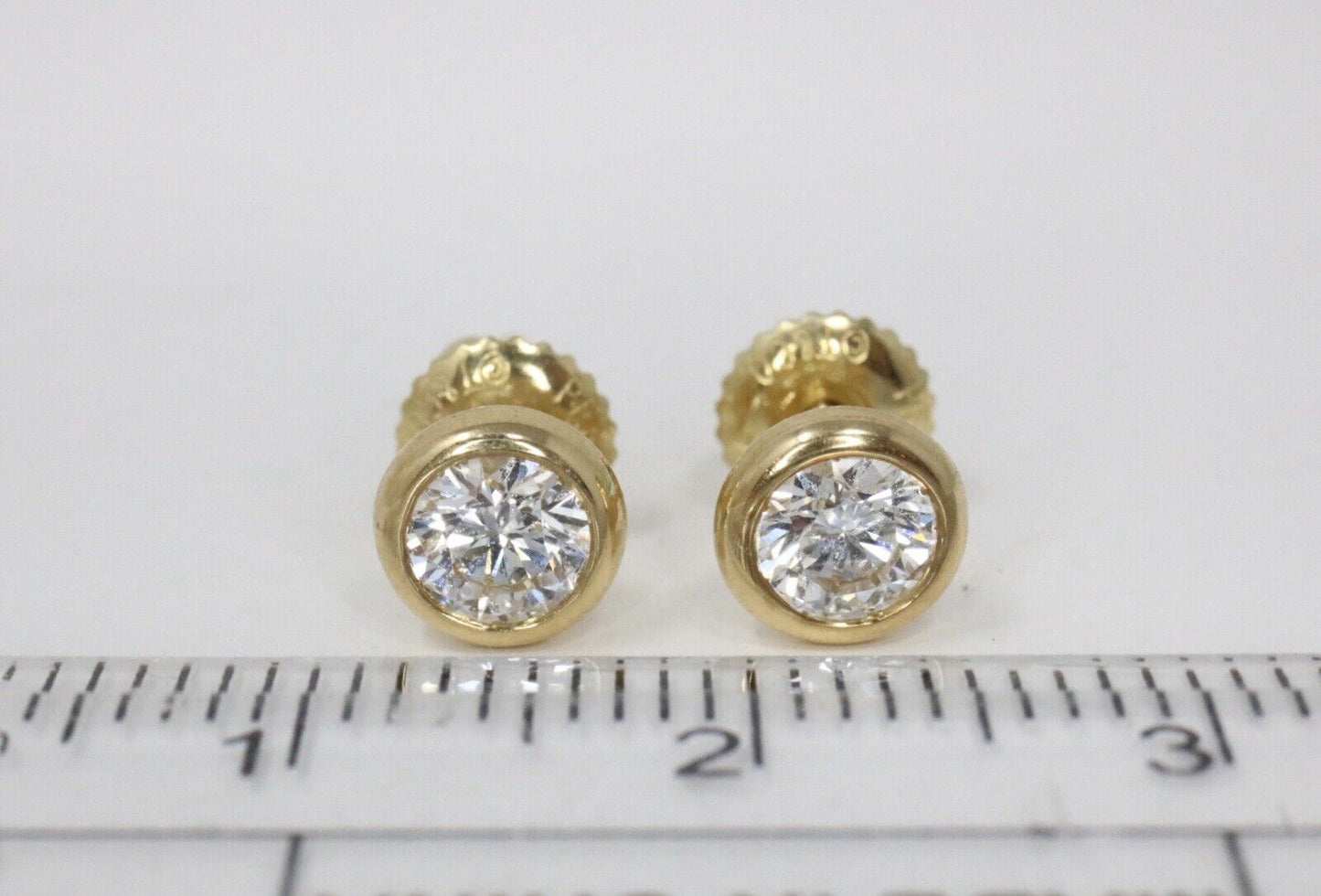 Tiffany & Co Elsa Peretti .70ctw Diamonds by the Yard 18K Gold Stud Earrings