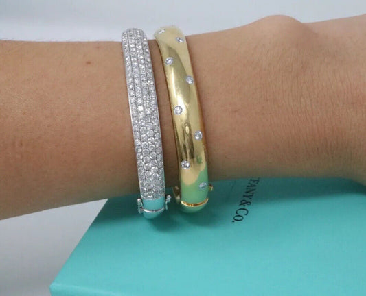 TIFFANY & CO ETOILE DIAMOND BRACELET BANGLE LARGE MODEL 18K GOLD PLAT 6.5"