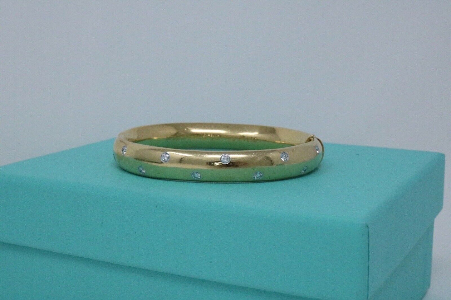 TIFFANY & CO ETOILE DIAMOND BRACELET BANGLE LARGE MODEL 18K GOLD PLAT 6.5"