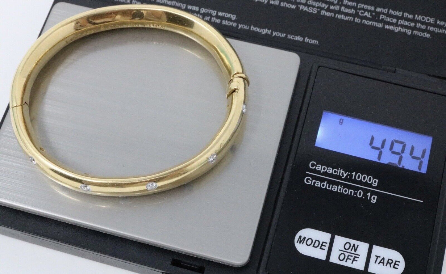 TIFFANY & CO ETOILE DIAMOND BRACELET BANGLE LARGE MODEL 18K GOLD PLAT 6.5"