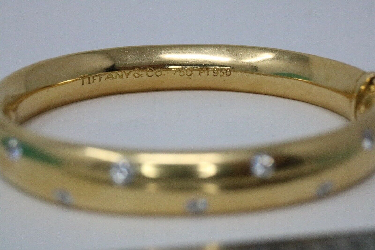 TIFFANY & CO ETOILE DIAMOND BRACELET BANGLE LARGE MODEL 18K GOLD PLAT 6.5"