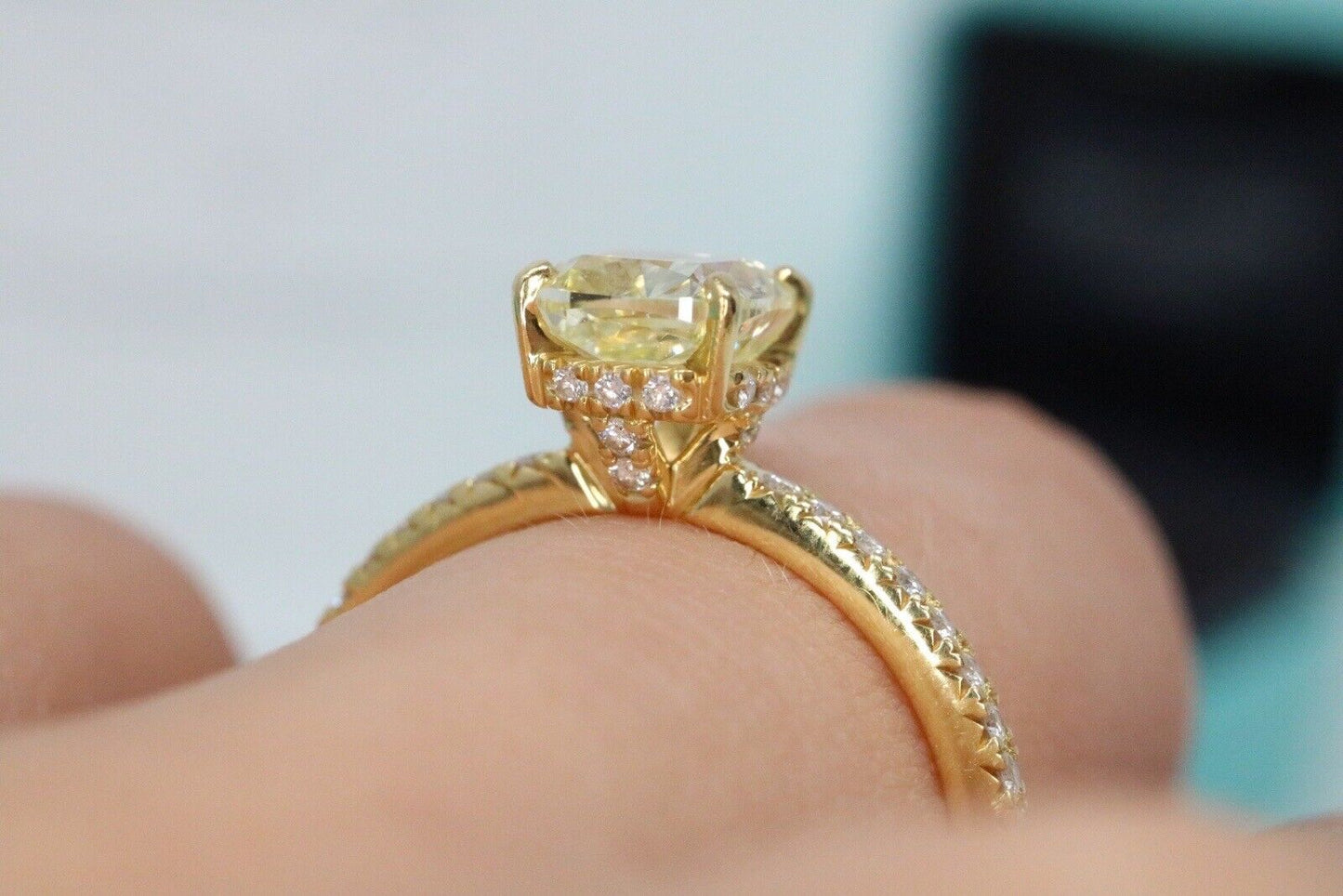 Tiffany & Co Solitaire True 1.61ct Engagement Ring Fancy Yellow Diamond 18K