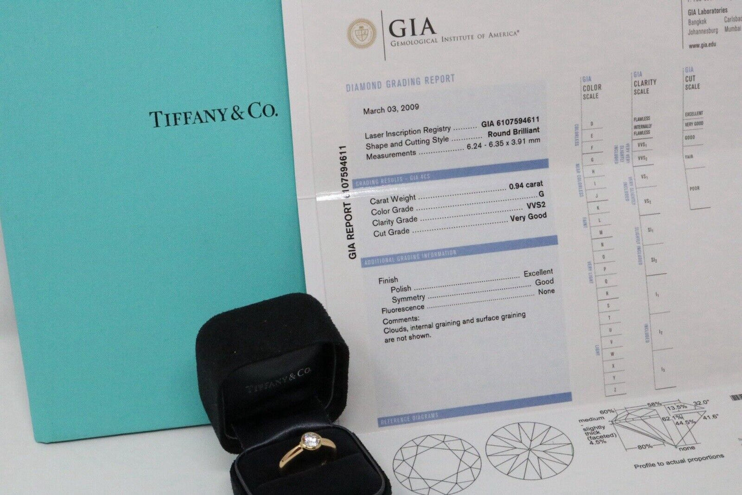 Tiffany & Co 18K Etoile Bezel 0.94ct Round Diamond Engagement Ring Size 6 G