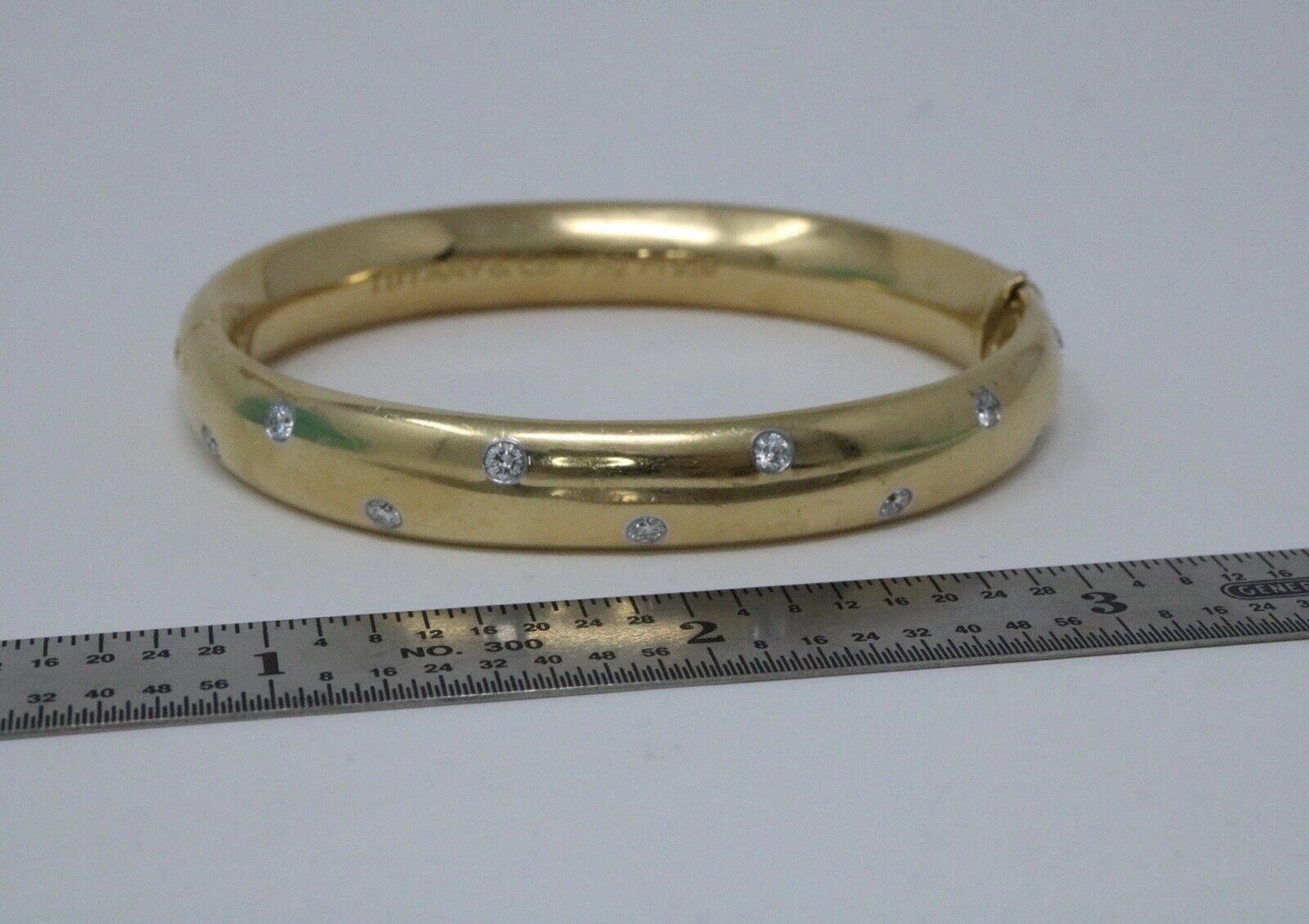 TIFFANY & CO ETOILE DIAMOND BRACELET BANGLE LARGE MODEL 18K GOLD PLAT 6.5"